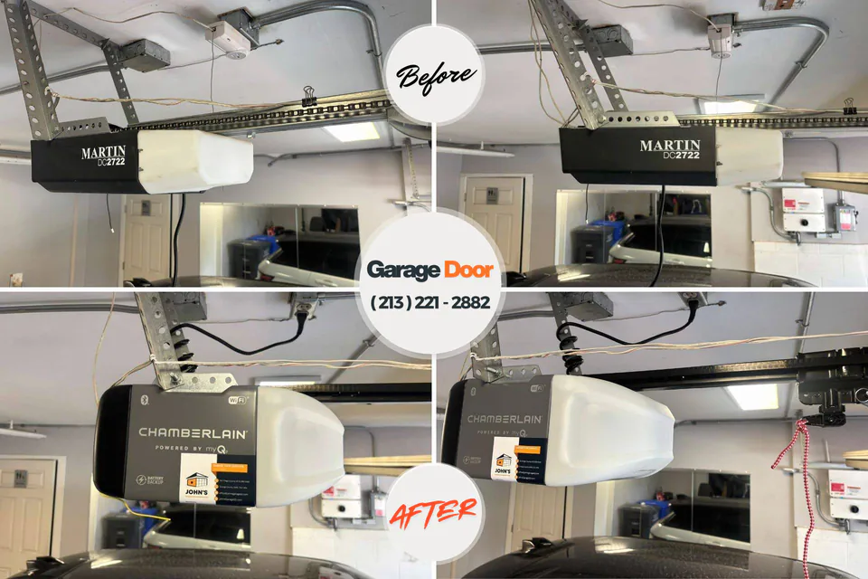 Before and after: garage door repair Salmon Brook, CT
